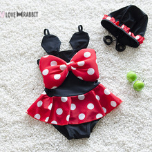 For 2-8 year New Minnie Mouse Bikini Swimwear Printing Cartoon Kawaii Swimsuit Girls One-pieces Child Bathing Suit Free Shipping