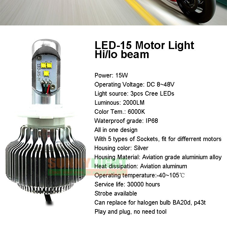 7- 15W led motorcycle light motor bike light cree headlight