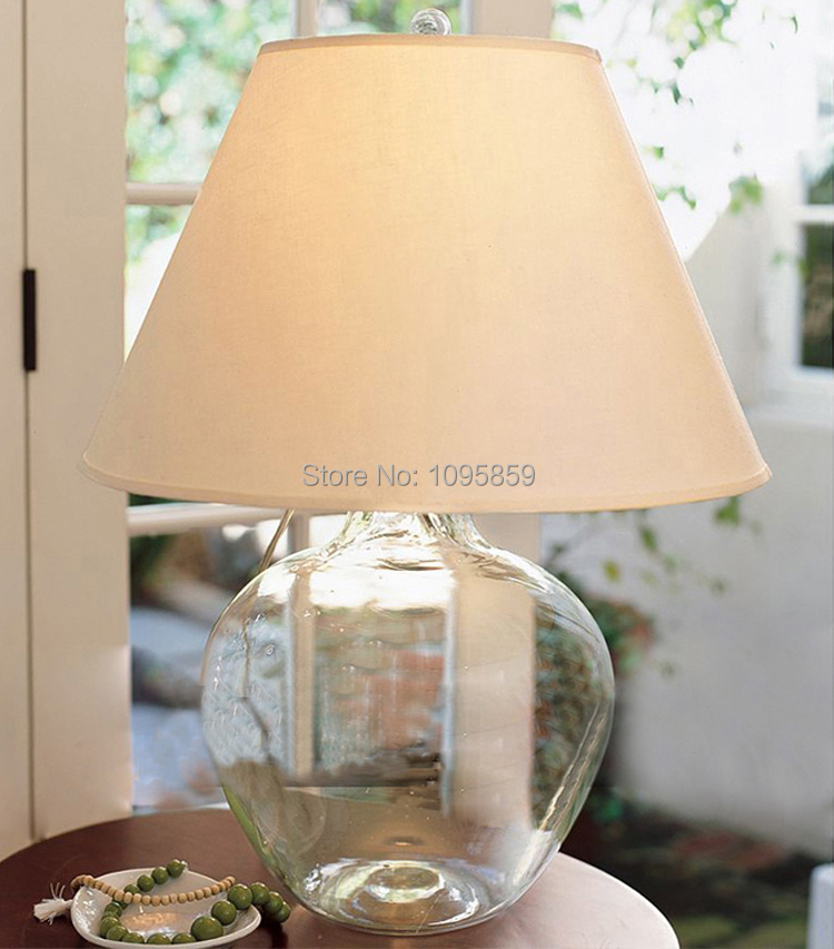 Modern Glass Table Lamp Bedroom Tafellamp White Fabric Shade