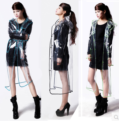 Womens Long Raincoats Red Yellow Green Edge font b burberry b font men Transparent Poncho Women