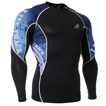 New Men Fashion Double Sides 3D Printed Compression shirts Slim Quick Dry Breathable Running Biker Long Sleeve Tee Shirt Tops