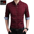 VISADA JAUNA Men s Dress Shirts 2016 New Arrvials Spring Fashion Casual Slim Fit Cotton Long