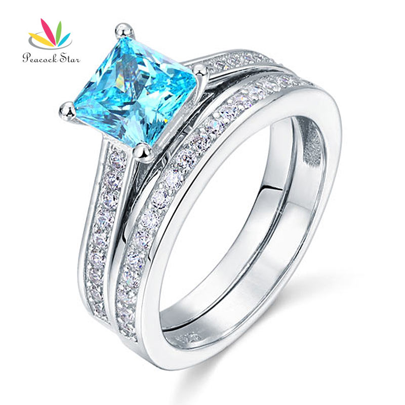 Synthetic blue diamond engagement rings
