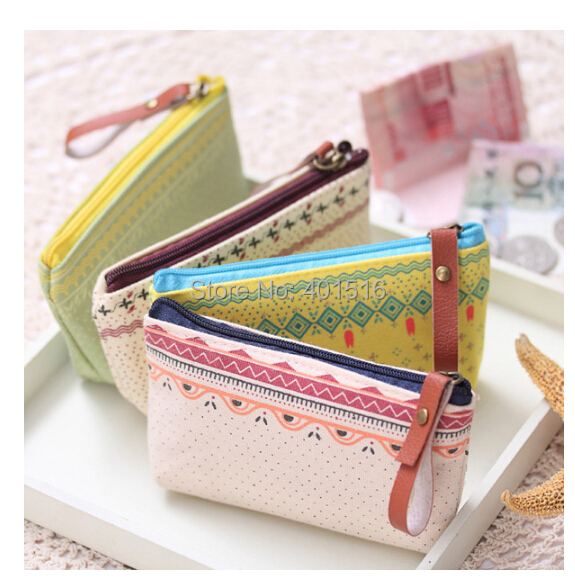 Fashion Cute Floral Canvas Fabric Purse Korea Style Kawaii Zipper