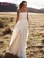 New Designer Bohemian Long Chiffon Beach Wedding Dresses Spaghetti Straps Boho Bride Dress robe de mariage