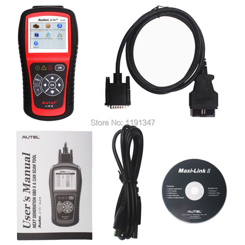 Autel AutoLink AL519 OBDII/EOBD Auto Code Scanner with 10 modes diagnosis TFT color display Work on ALL 1996 and newer vehicles