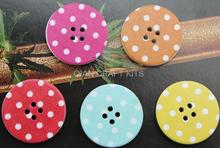 150 pcs big 30mm polka dots chequer floral kawaii cute Round wooden buttons 4 holes Pendants for DIY sewing