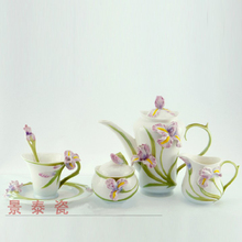 Enamel Orchid coffee cup and saucer bone china tea sets coffee sets gift ideas furnishings