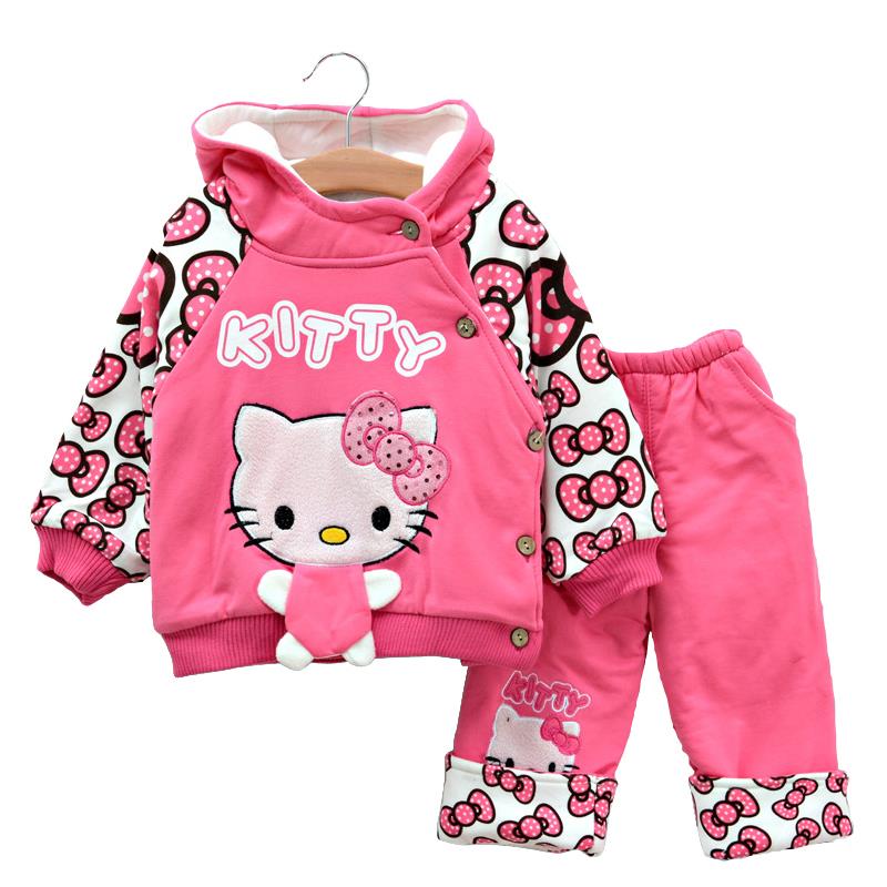 Winter Snowsuits Baby Clothing Set Hello Kitty Baby Girl Clothes Toddler Girl Clothing Suit Conjuntos Roupas Infantil Meninas