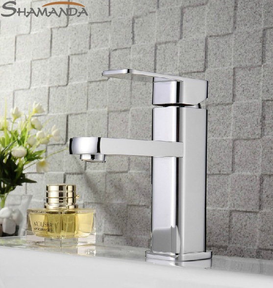 Free Shipping Modern Bathroom Products Chrome Finished Hot and Cold Water Basin Faucet Mixer,Sinlge Handle Tap-Wholesale-1213