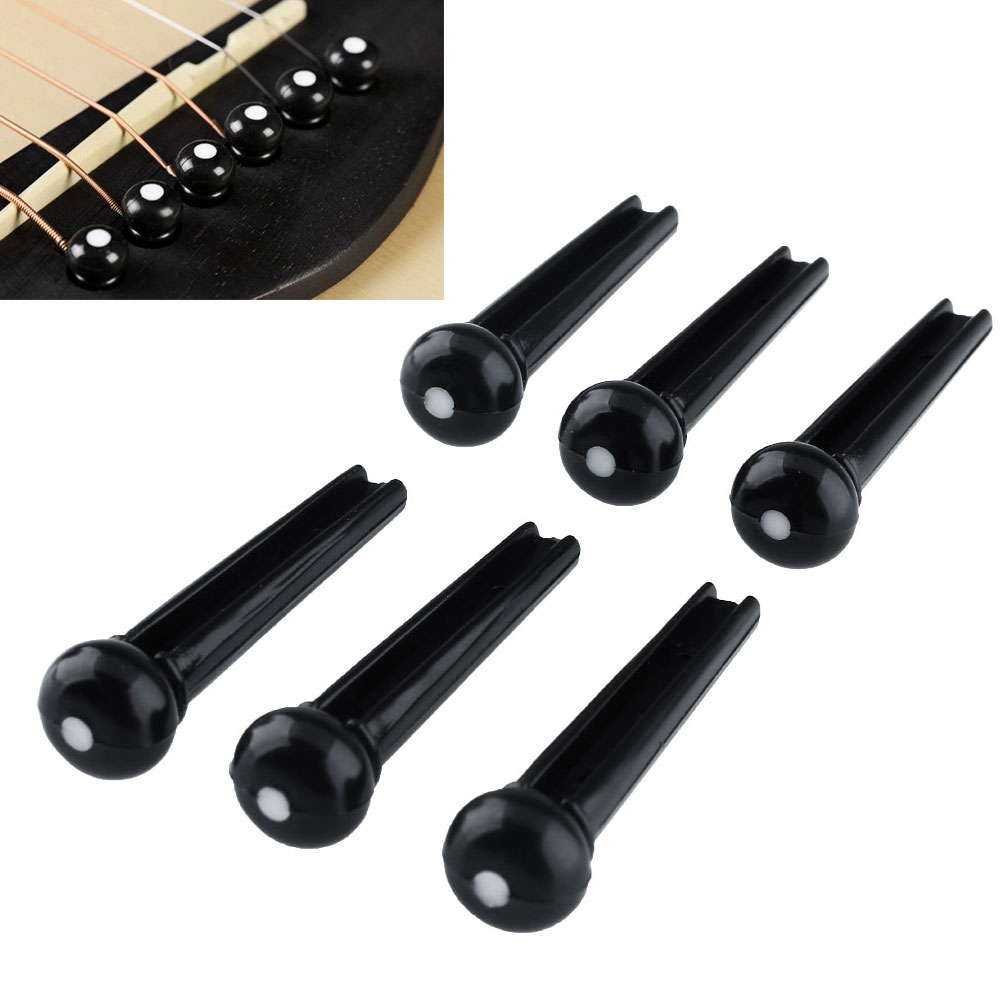Set of 6Pcs Acoustic Guitar Accessories Bridge Pins End Peg Block Inlay