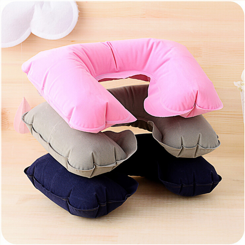 Folding Inflatable U Shape Air Pillow Outdoor Travel Portable Neck Pillows Plane Office Inflatable Pillow