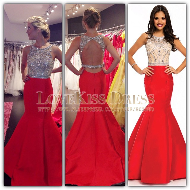 Red Mermaid Style Prom Dress - Ocodea.com