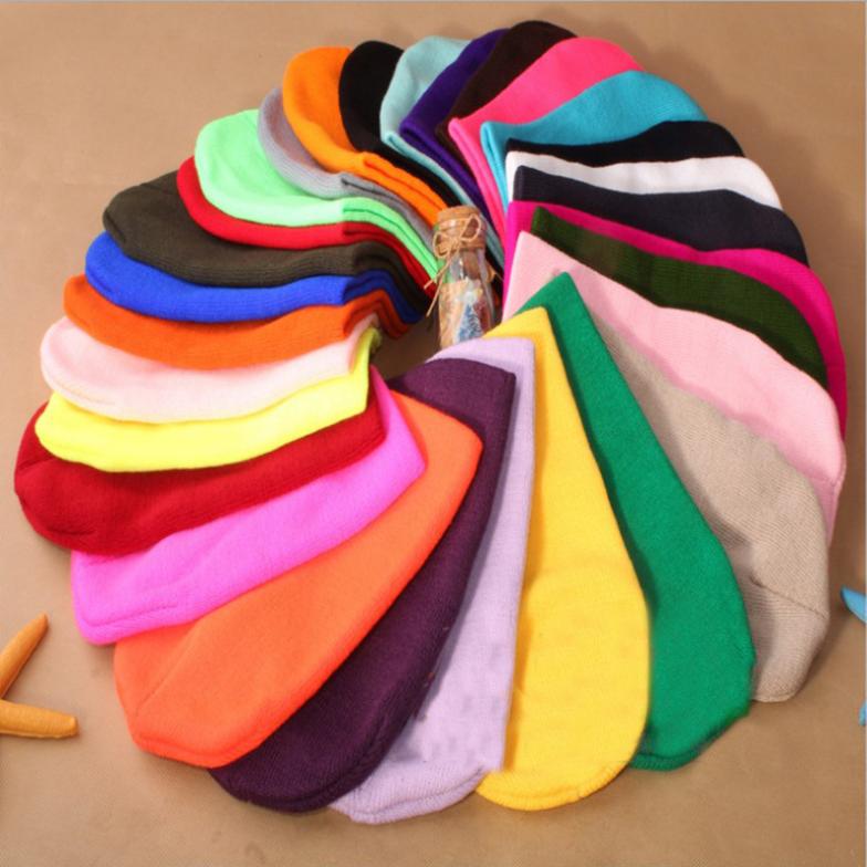 Winter Warm Unsex Knitting Women Men Wool Fluorescence Color Sport Outdoors Tabby Solid Elastic Beanie Hedging