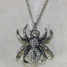 Silver alloy spider pendant. Crystal Mosaic. Steampunk style. Men’s and women’s fashion accessories necklaces & pendants