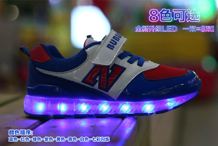 2016 Children Shoes Lighted Boys Girls LED Kids Sneakers Casual Hook Loop Kids Shoes with Light Rechargeable Sport Shoes