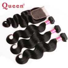 4/5Pcs/Lot Peruvian Body Wave With Closure Queen Hair Products With Closure Bundle Peruvian Virgin Hair With Closure Queen Hair