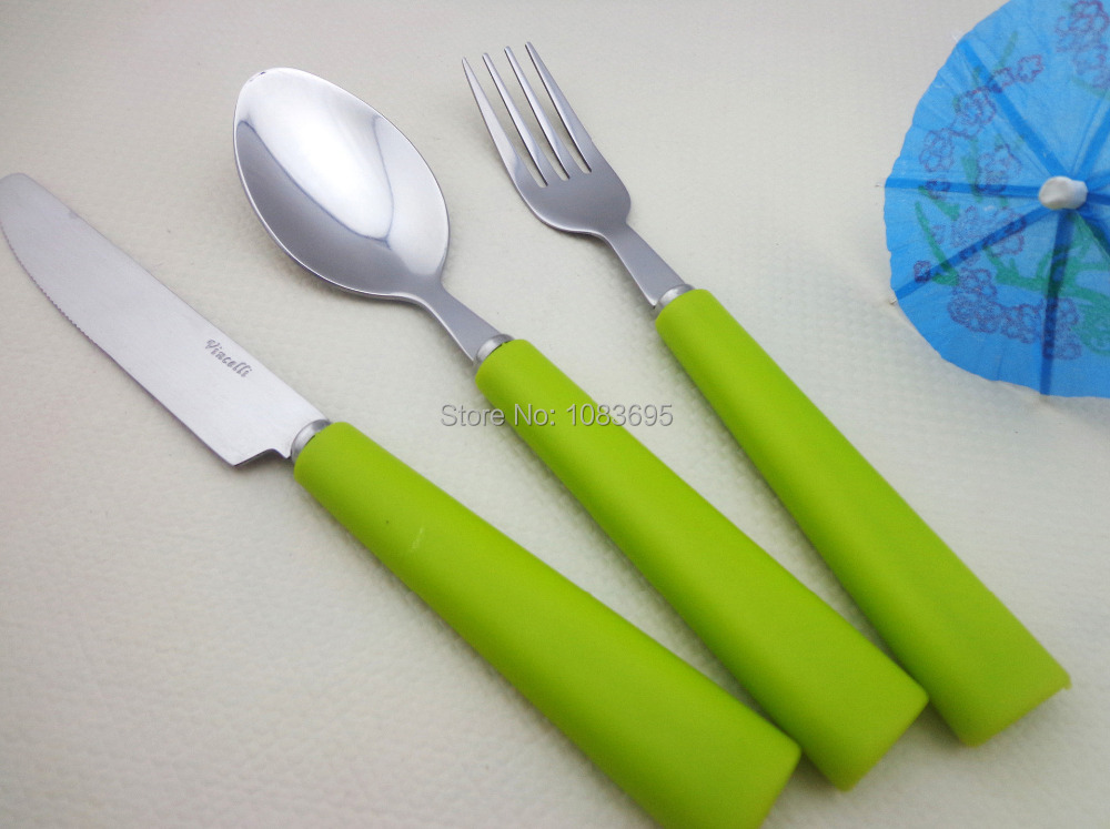 3 pcs/set plastic handle dinnerware set dinner knives spoon fork a set