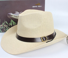 Hot Selling New Stylish Western Cowboy Trilby Fedoral Unisex Women Men Straw Cap Wide Brim Sun