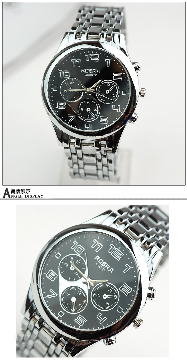 New brand high quality Quartz Watches Men Luxury Brand Three Eyes Full Steel Watch Casual Style