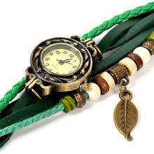 2015 New Hot Sale relogio feminino High Quality watch Women Genuine Leather Vintage Watches Bracelet Wristwatches