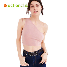 Slim One-shoulder Push Up Bra Tank Top Summer Sexy Tees 2016 Fashion High Quality Cotton Vest Women Halter Crop Top