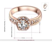 Wedding Classic Ring For Women 18K Rose Gold Plate Round Shape Zircon Stone Ring With SWA