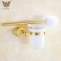 62 Jade Series Golden Polish Brass Jade Toilet Brush Holders Bathroom Accessories ceramic cup Sanitary Wares