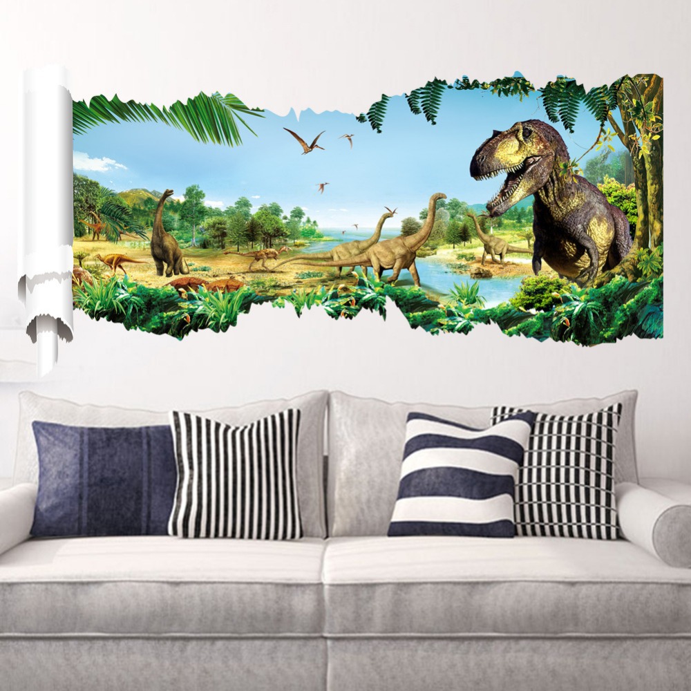 Buy 3d cartoon dinosaur wall stickers kids rooms decor diy mural ...