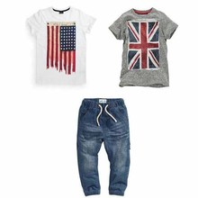 Cowboy clothing flag boy short sleeved three children’s clothing boy new summer suit for children