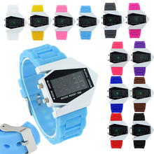 Fashion Sports Men s Waterproof Airplane Shaped Dial Multi Function LED Light Digital Silicone Wrist Watch