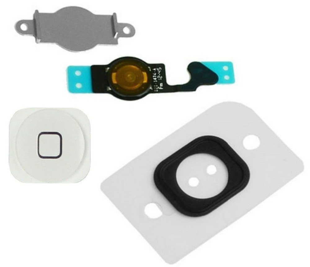 White-Home-Menu-Button-Key-Cap-Flex-Cable-Bracket-Holder-Spacer-Set-For-iPhone-5-5G
