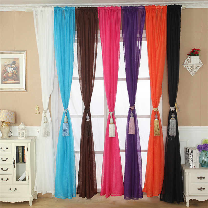 Solid color tulle door window curtain drape panel sheer scarf valance excellent ebay.
