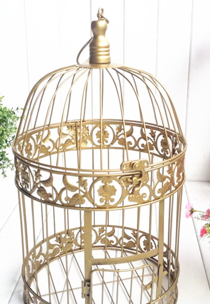 European Gold Vintage Birds Cage Fashion Cinnamon Iron Birdcage Wedding