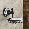 Free Shipping Ceramic Style Printing Wall Mounted Bathroom kitchen Soap Dish Basket Solid Brass Soap Dish