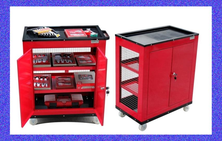 A value of old red crown mesh grid tool trolley tool cart tool cabinet LA111808