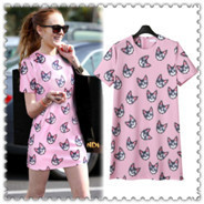 00002_free-shipping-europe-new-arrival-2015-summer-animal-print-head-short-sleeve-women-dresses-pink-casual