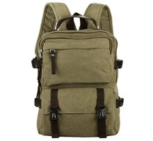 9018B Casual Canvas Backpack Bookbag Schoolbag Hiking Bag Brown Color 10PCS LOT
