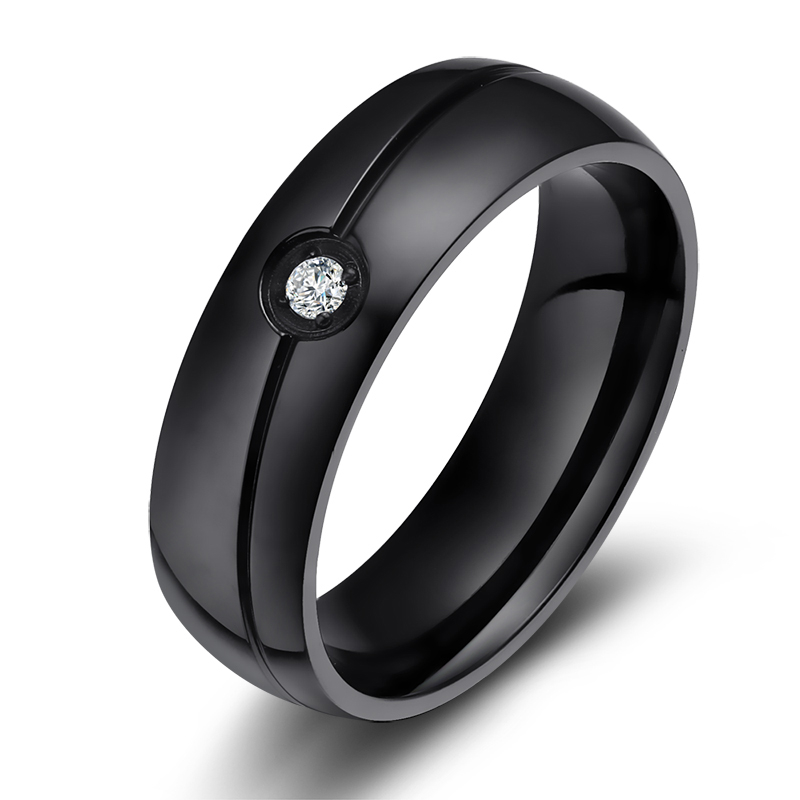 Fashion AAA CZ Wedding Rings For Women Black Stainless Steel Men Ring o Classic Elegant Jewelry