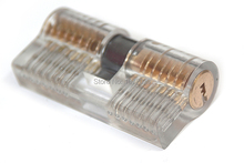 Transparent Cutaway Lock Bicentric Cylinder for Practice for Picking Skills with Two Keys