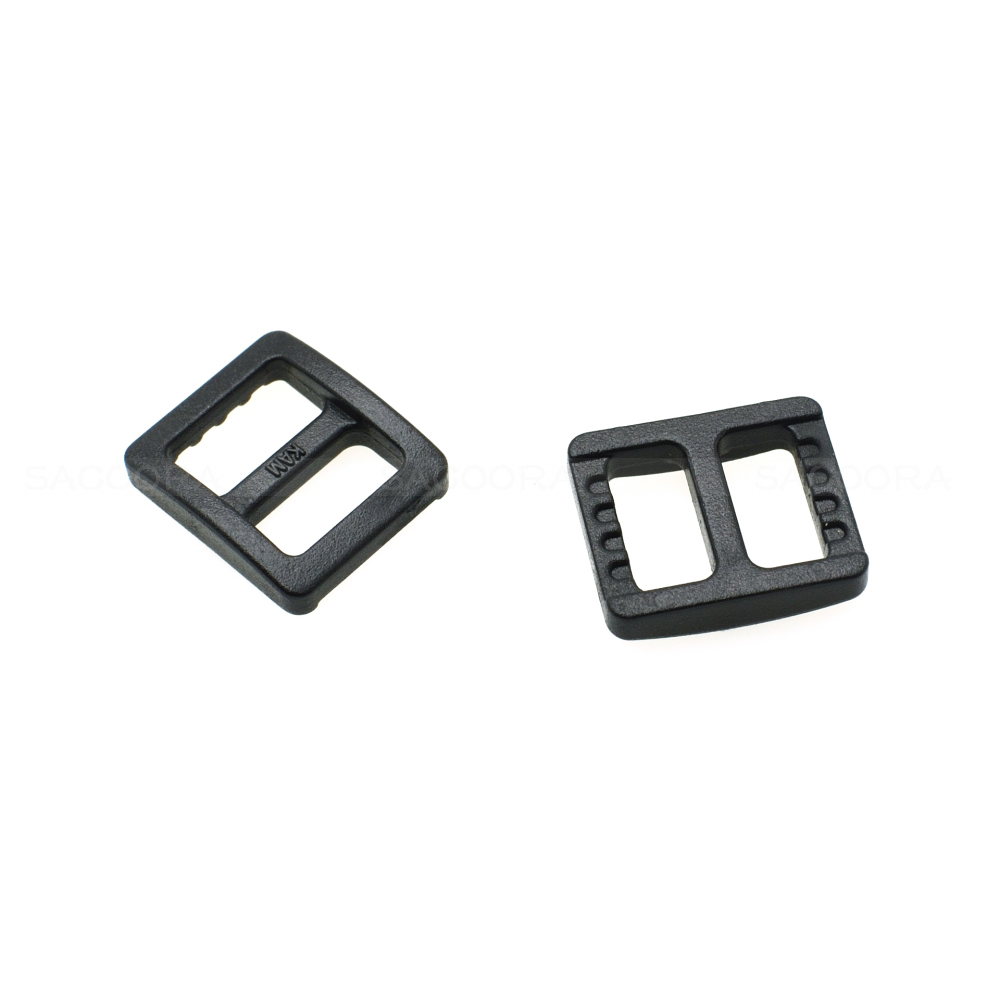 Description Picture 5 of item10pcs/pack Plastic Slider Tri Glide Adjust Buckles Backpack Straps Webbing 10/16/20/25/32/38mm Wider Style Black