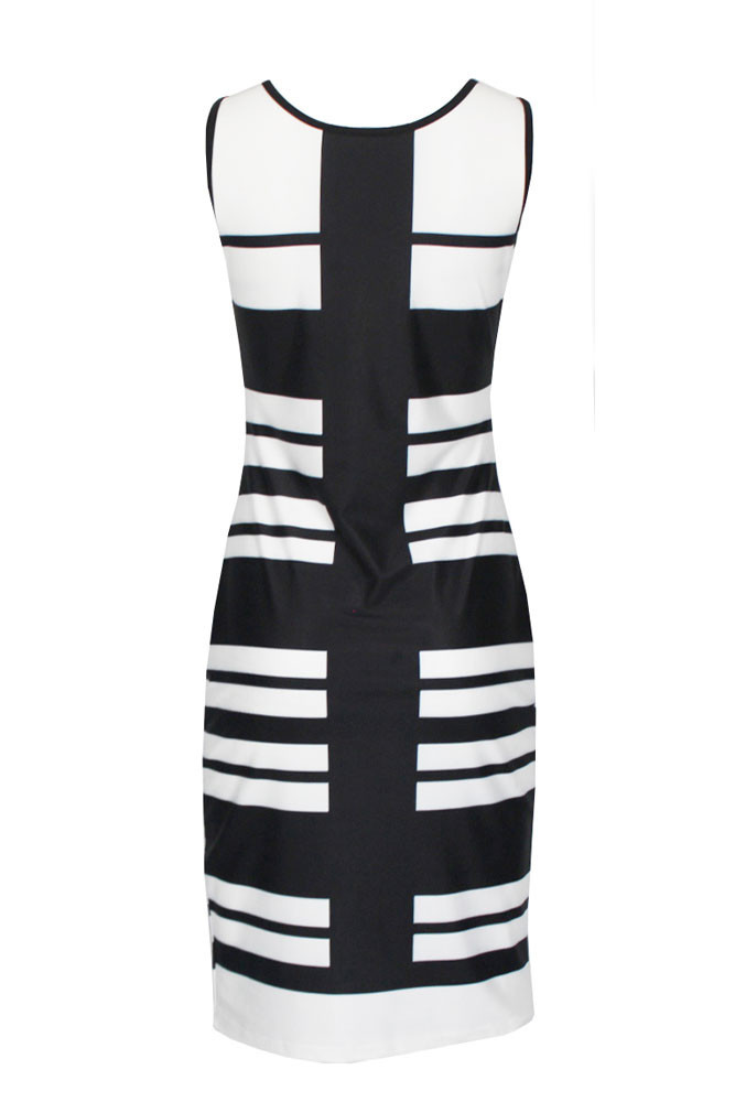 Black-White-Stripes-Sleeveless-Print-Dress-LC22122-25797