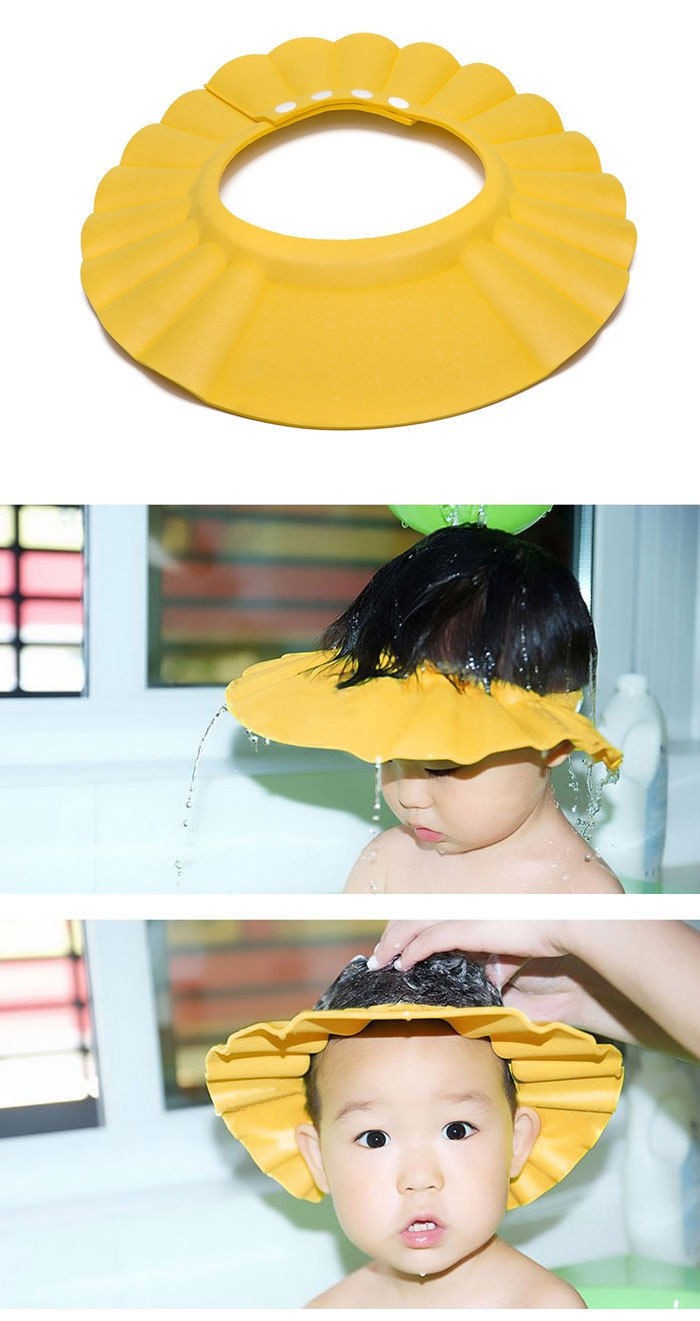 new Soft Baby Kids Children Shampoo Bath Bathing Shower Cap Hat Wash Hair Shield Shampoo Adjustable waterproof baby hat 3