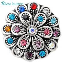 D02862 Wholesale 7 Color High Quality Charm Rhinestone Styles Metal Ginger Snap Button Fit Snaps Bracelets Woman Rivca Jewelry