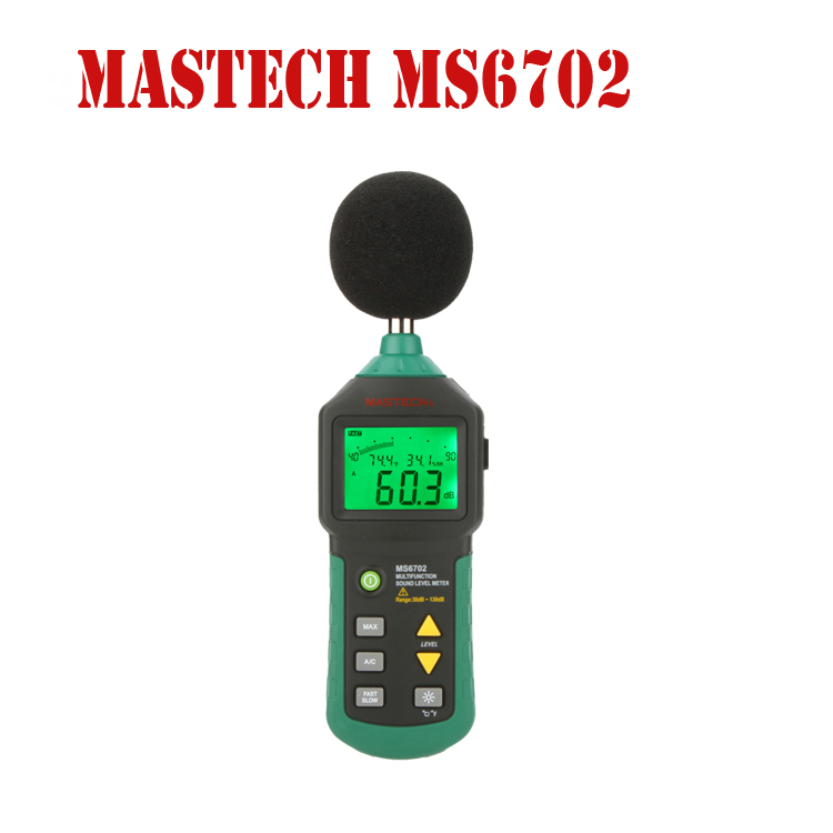 MASTECH MS6702 Digtal Sound Level Meter Noise Temperature Humidity Tester 30~130dB Decible  Thermometer Free Shipping