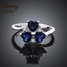 Brand new Jewelry silver Plated vintage big crystal sapphire CZ diamond ruby heart lord of the