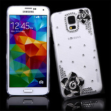 Luxury 3D Camellias bling handmade diamond Mobile phone back Hard case For Samsung Galaxy S5 mini case