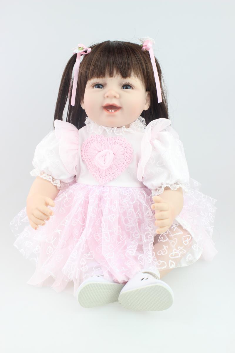 22 Inch Soft Silicone Fashion NPK Doll Princess Girl Lifelike Baby Doll Reborn Handmade Kid Hobbies  Toys Best Playmate For Kids