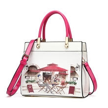 2016 PU Leather Women Handbag Bolsas De Couro Famous Brands Shoulder Bag Fashion hand-painted Printing Bag Ladies Bolsas BH798