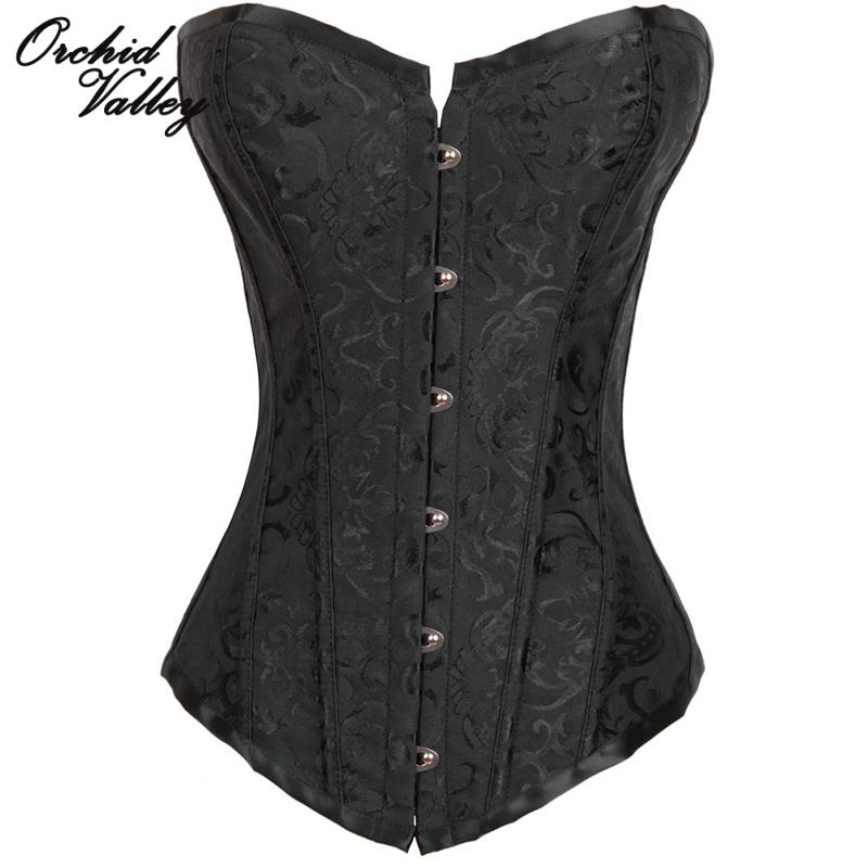 Black Boned Overbust Gothic Clothing Sexy font b Waist b font Training Corset And Bustiers Hot
